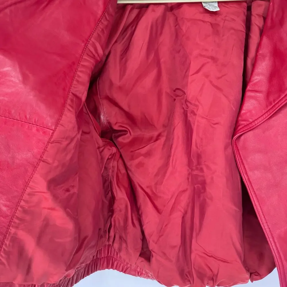 Vintage Nordstrom‎ Town Square Women’s Genuine Leather Jacket Red Petite 80s 90s